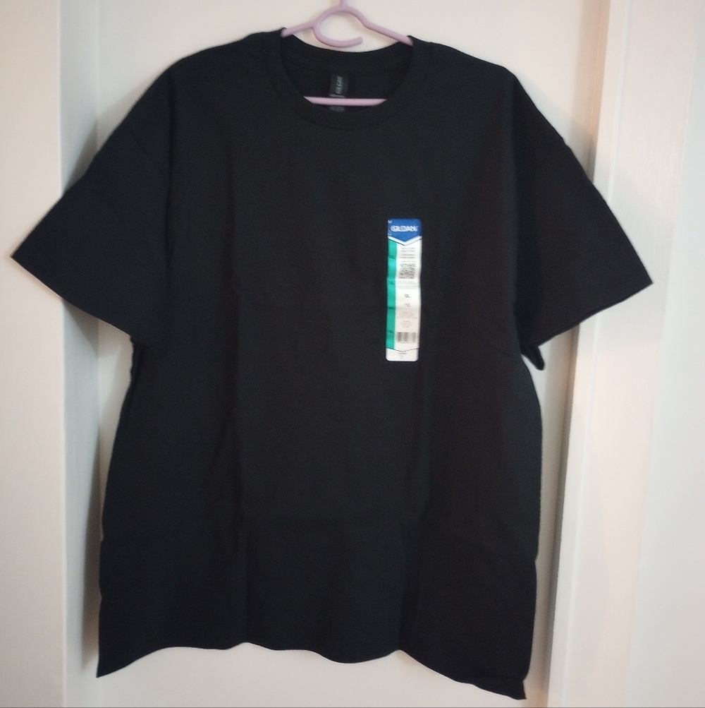 Gildan 100% Cotton Unisex Black Short Sleeve Basic T-shirt Size XL